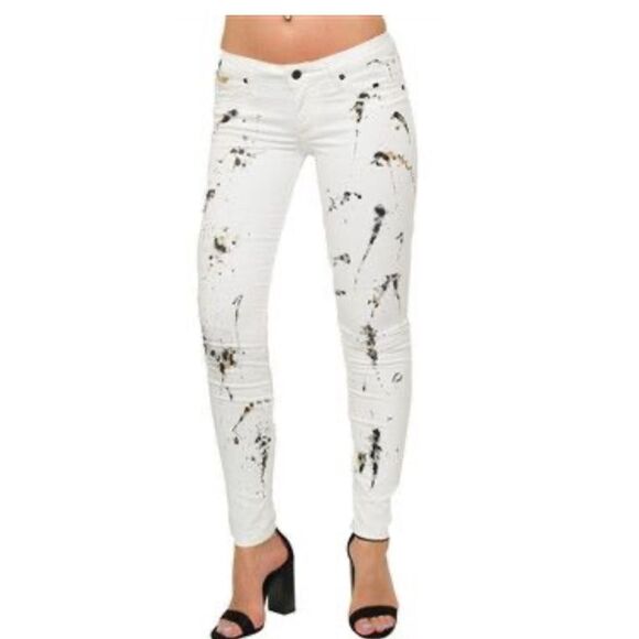 Robin’s Jean Marilyn Low Rise Splattered Studded Straight Leg Jeans 30 - Picture 1 of 16